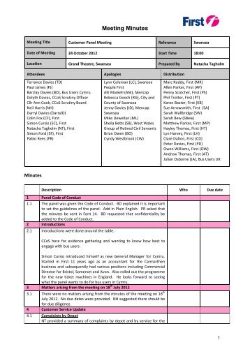 Meeting Minutes 24 October 2012 - PDF - (163 KB - FirstGroup