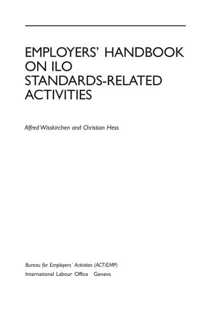 Employers' Handbook on ILO Standards-related Activities