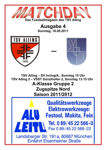 Matchday Ausgabe 4 vom 18.9.2011 - TSV Alling eV