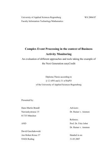 Complex Event Processing in the context of Business - Centrum für ...