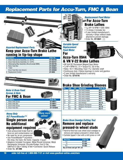 Goodtool Brake Service Tools & Supplies 2011 Catalog