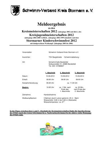 Meldeergebnis KMS 2012 - Sportverein VfL Oldesloe von 1862 e.V
