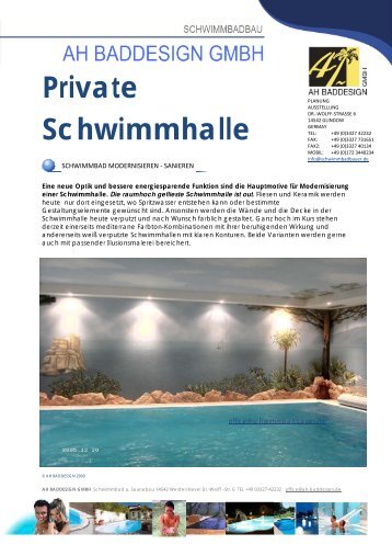 Private Schwimmhalle - AH Baddesign GmbH