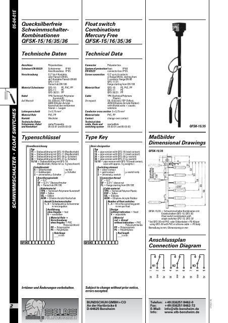 füllstandsgeräte - E.L.B. Füllstandsgeräte Bundschuh GmbH+Co.