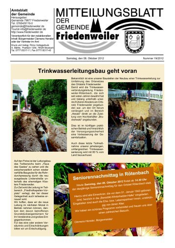 Trinkwasserleitungsbau geht voran - Friedenweiler