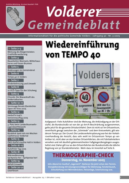 Gemeindeblatt / Ausgabe 3/2005 - Gemeinde Volders - Land Tirol