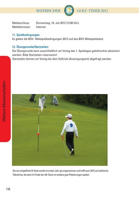 BAYERISCHER GOLF-TIMER 2012 - Bayerischer Golfverband