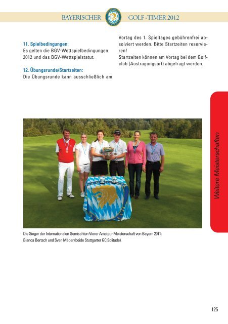 BAYERISCHER GOLF-TIMER 2012 - Bayerischer Golfverband