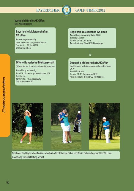 BAYERISCHER GOLF-TIMER 2012 - Bayerischer Golfverband