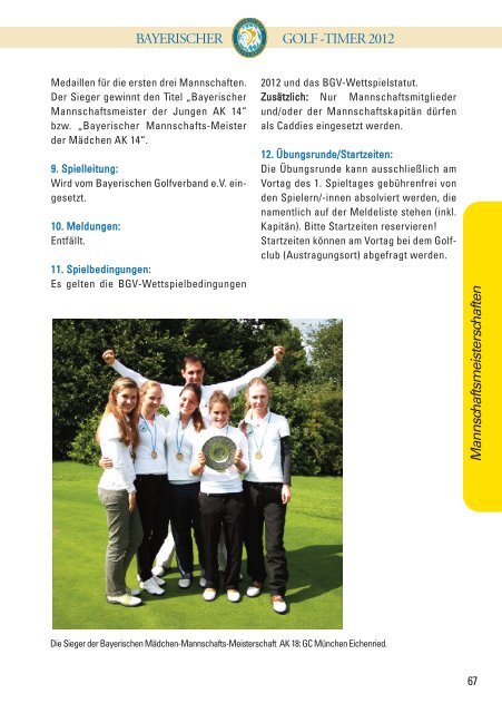 BAYERISCHER GOLF-TIMER 2012 - Bayerischer Golfverband