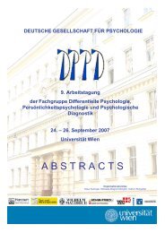 Abstracts der 9. Arbeitstagung in Wien, 24.9. - 26.9 - DGPs