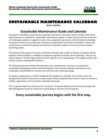 sustainable maintenance calendar - Illinois Landscape Contractors ...
