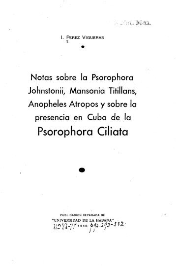 Notas sobre la Psorophora johnstonii, Mansonia titillans, Anopheles ...