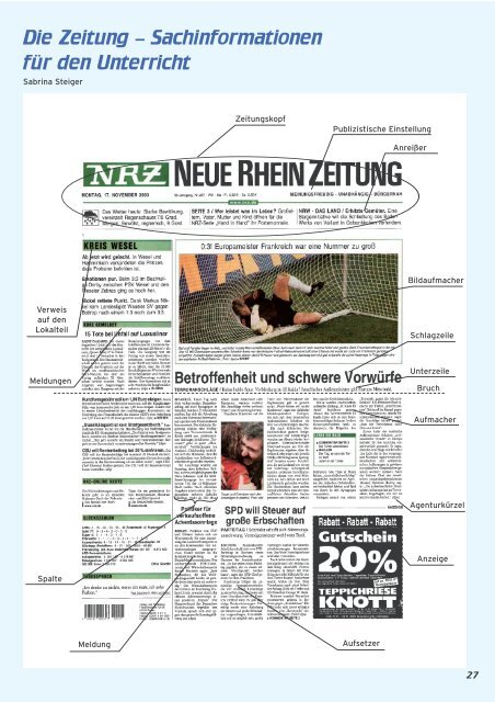 Aufbau Der Titelseite Einer Zeitung