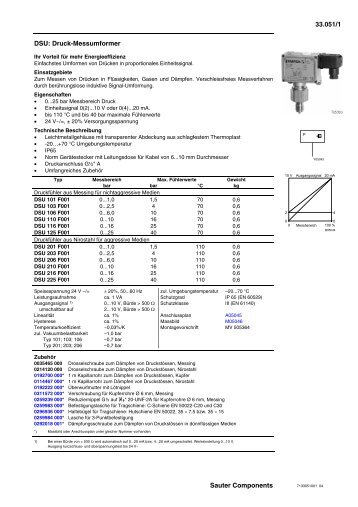 33.051/1 Sauter Components DSU: Druck-Messumformer - Sauter AG