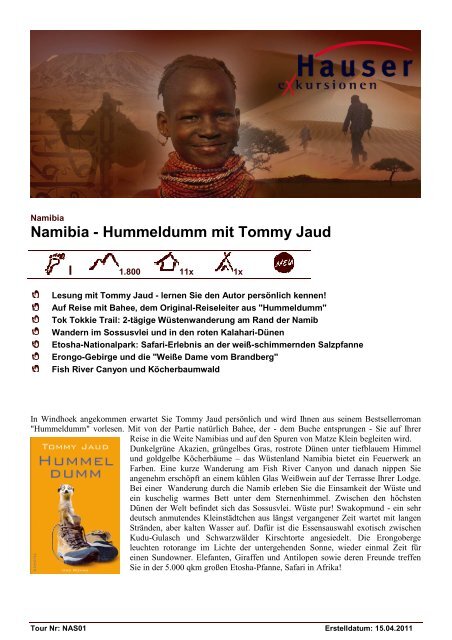 Namibia - Hummeldumm mit Tommy Jaud - Hauser exkursionen