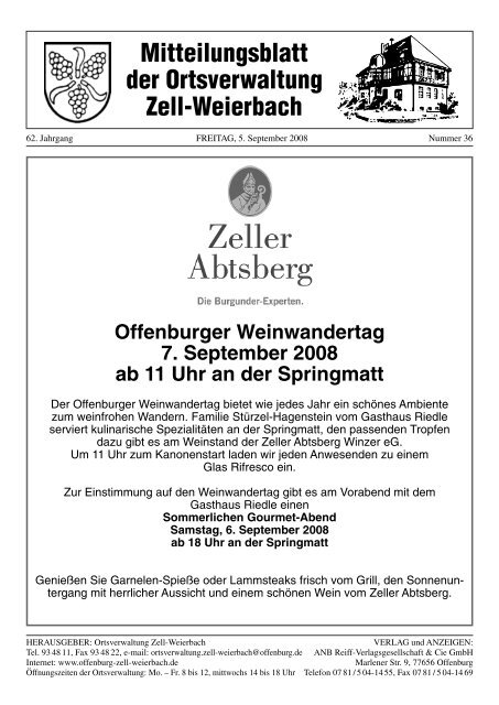 Mitteilungsblatt der Ortsverwaltung Zell-Weierbach