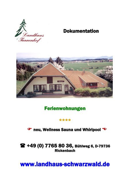 Dokumentation mit Preisliste Tannenhof (PDF) - Landhaus Tannenhof