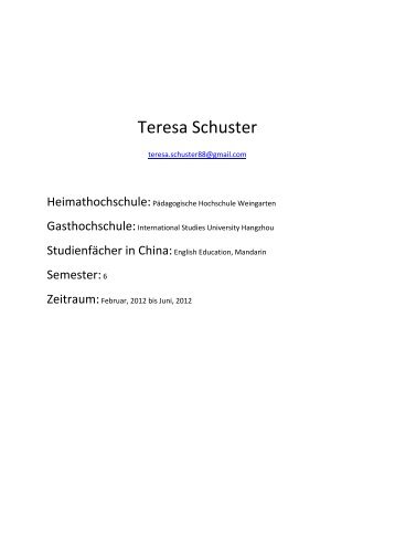 Teresa Schuster - Pädagogische Hochschule Weingarten