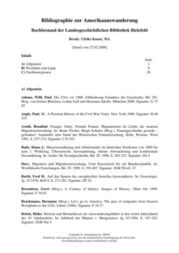 Bibliographie zur Amerikaauswanderung - Amerikanetz