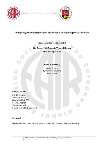 Wikipolicy: the development of institutional policy using social ...