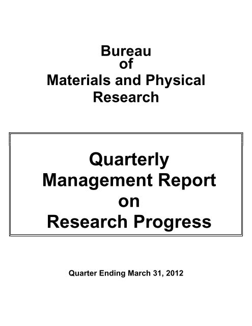 Quarterly Management Report on Research Progress - Illinois ...