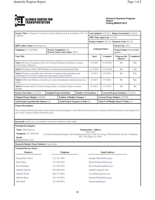 Quarterly Management Report on Research Progress - Illinois ...