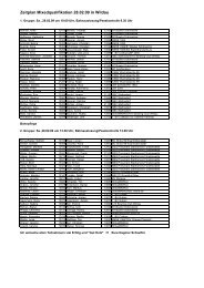 Zeitplan Mixedqualifikation 28.02.09 in Wildau