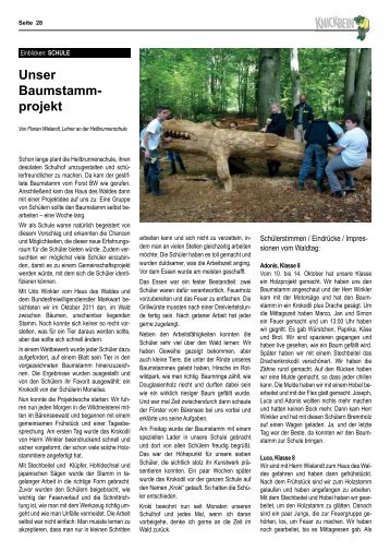 Heilbrunnenschule: Baumstammprojekt - Knickbein