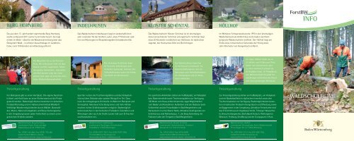 ForstBW Info - die Broschüre "Waldschulheime"