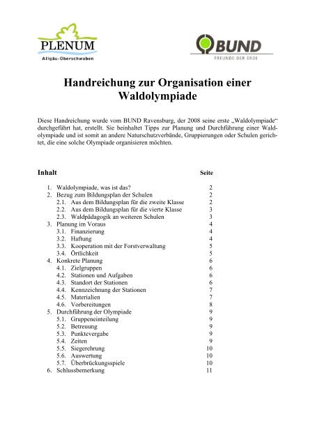 Handreichung zur Waldolympiade - BUND Ravensburg-Weingarten