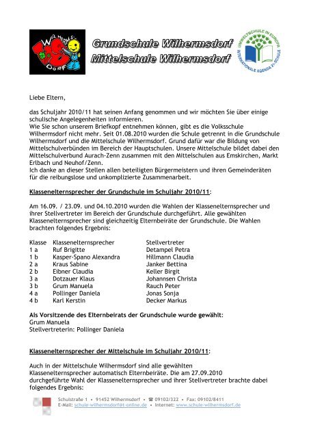 Elternbrief vom Oktober 2010 - Grund- und Mittelschule Wilhermsdorf