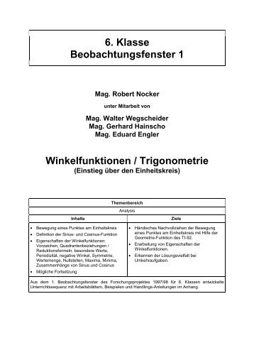 6. Klasse Beobachtungsfenster 1 Winkelfunktionen ... - acdca