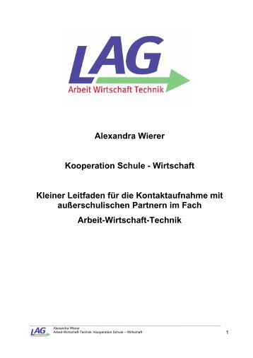 Alexandra Wierer Kooperation Schule - Wirtschaft Kleiner Leitfaden ...