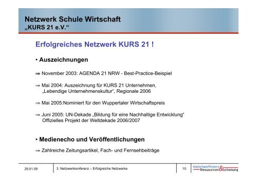 Netzwerk Schule Wirtschaft - KURS 21 Schulen unternehmen Zukunft