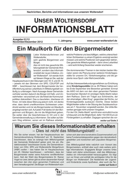 Ein Maulkorb für den Bürgermeister - Unser Woltersdorf