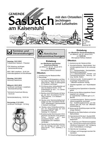 Einladung Einladung - Sasbach am Kaiserstuhl