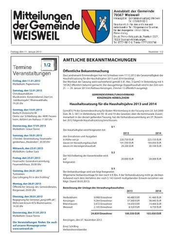 Anzeigen - Rheingemeinde Weisweil