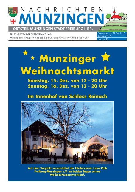 Munzinger Weihnachtsmarkt - Stadt Freiburg im Breisgau