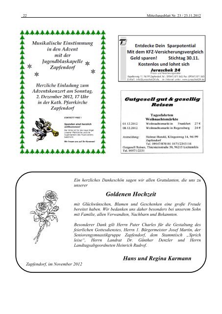 Mitteilungsblatt Nr. 23 - Ende November - Zapfendorf