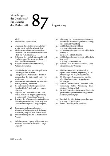 Mitteilungen der Gesellschaft für Didaktik der Mathematik 87August ...