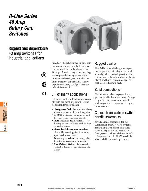 R-Line Series 40 Amp Rotary Cam Switches - E-Catalog - Sprecher ...