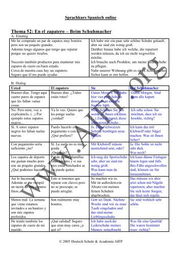 Thema 52: En el zapatero – Beim Schuhmacher - AIFP