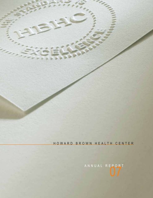 HOWARD BROWN HEALTH CENTER ANNUAL REPORT