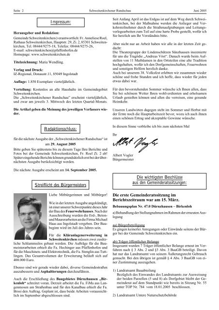 Rundschau 02/2005 - Gemeinde Schweitenkirchen