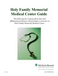 Holy Family Memorial Medical Center Guide