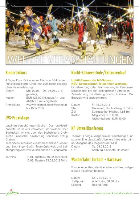 Winter Programm Innsbruck 2012/13 - Naturfreunde