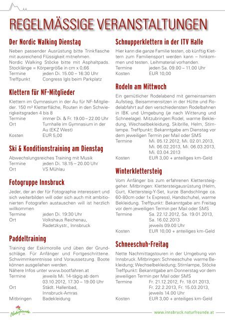 Winter Programm Innsbruck 2012/13 - Naturfreunde