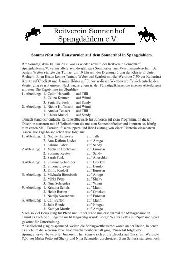 Hausturnier 2006 - reitverein sonnenhof spangdahlem ev