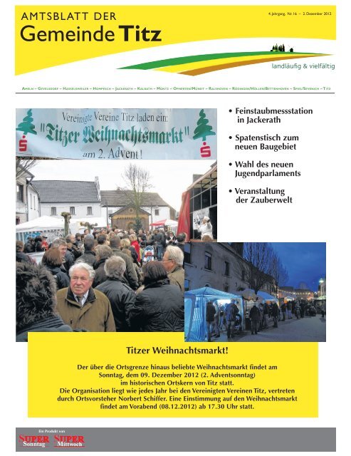 Amtsblatt Nr. 16 vom 02.12.2012 - Gemeinde Titz
